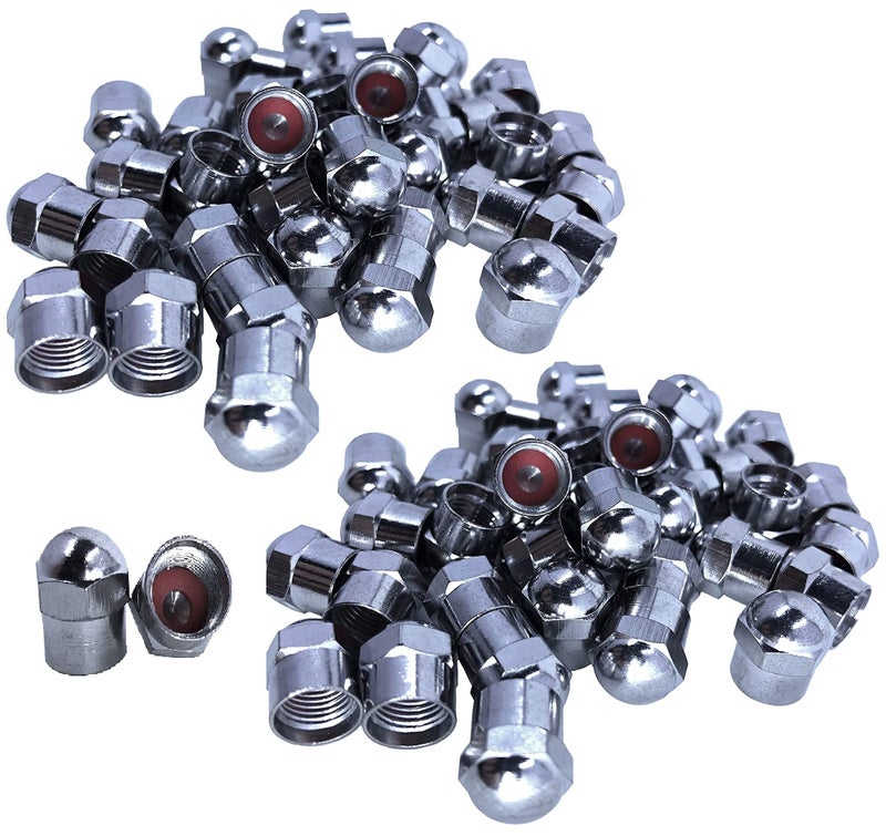 Muzzys -Set of 100- Premium Chrome Valve Stem Caps, Tire Rim Wheel Nuts, TPMS Safe, Chromies, Universal Fit: Car, Truck, Bike, Corrosion Proof - Image 1